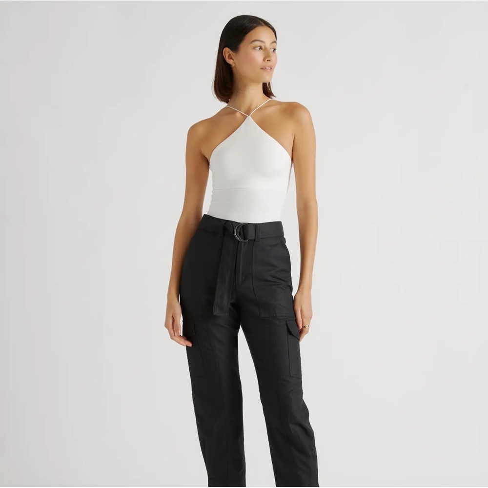 Quince Medium Cotton Linen Twill Cargo Pant Black - AK